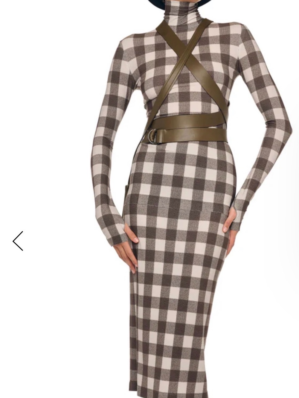 Plaid Midi skirt in olive & Cream